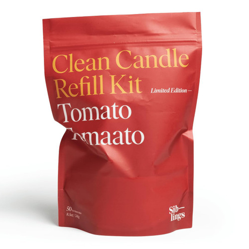 Siblings Candle Making Kit | DIY Coconut-Soy Wax Candle Kit with Wooden Wick | Scent Tomato Tomaato | Clean, Non-Toxic, Reusable, 60 Hr Burn
