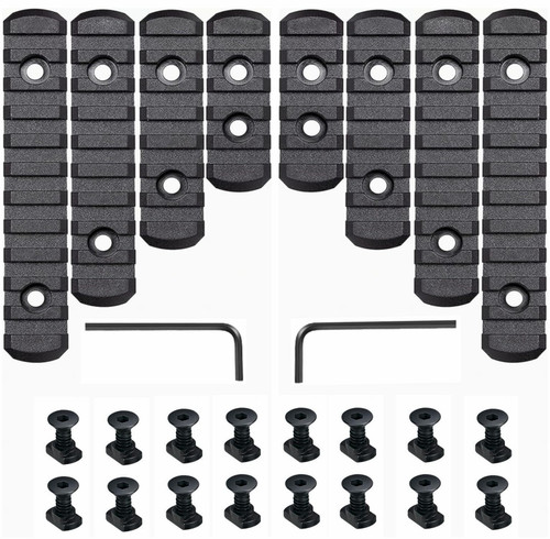 Pecawen 8 Pack Picatinny Rail Polymer Picatinny Rail Single Picatinny Rail, 5 5 7 7 9 9 11 11 Slots Black