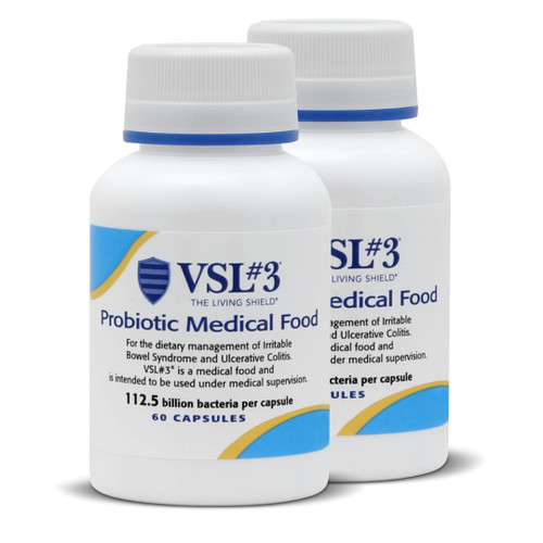 VSL #3® Probiotics for Digestive Health, IBS & UC Symptoms - 112.5B CFUs, High-Potency, Multi-Strain, Live, Refrigerated Probiotic, Medical Food for Gut Health Support in Men & Women, 120 Capsules