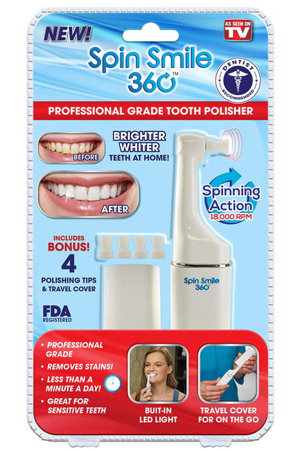 Spark Innovators Spin Smile 360 - Professional Grade Tooth Polisher & Whitener - As Seen on TV