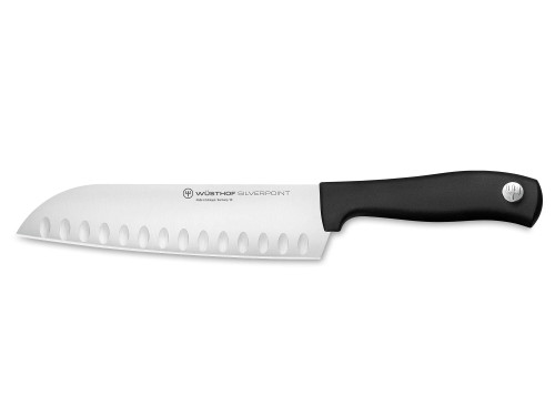 Wüsthof Santoku, Silverpoint 17 cm blade, stainless, dishwasher safe, Japanese chef's knife with scalloped edge, sushi knife