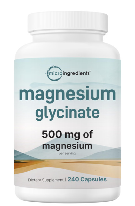 Magnesium Glycinate 500mg, 240 Capsules | 100% Chelated for Max Absorption | Support for Sleep, Muscle, Heart & Nerve Health | Non-GMO