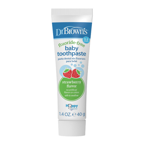 Dr. Brown’s Fluoride-Free Baby Toothpaste, Infant & Toddler Oral Care, Strawberry, 1-Pack, 1.4oz/40g, 0-3 years