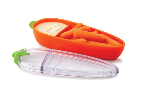 Joie Carrot Snack and Dip Divided Container, Two Compartment Storage Box Keeps Foods Separate, Ideal for Veggies and Dips, Great for Lunchboxes and Road Trips, BPA-Free