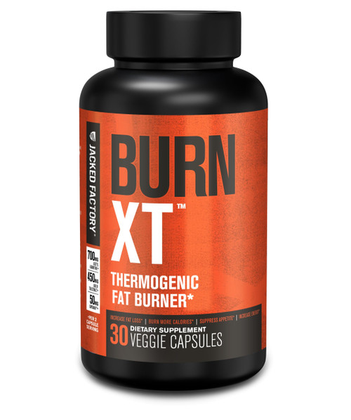 Jacked Factory Burn-XT for Men & Women - Improve Focus & Increase Energy - Premium Acetyl L-Carnitine, Green Tea Extract, Capsimax Cayenne Pepper, & More - 30 Natural Veggie Pills