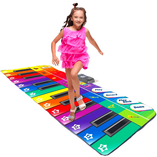 Play22 6 ft. Floor Piano Mat for Toddlers - Giant Piano Playmat, 24 Keys, 8 Musical Instruments, Adjustable Vol, Built in Songs, Record & Playback - Best Musical Toy Gift for Boys & Girls Ages 3-10
