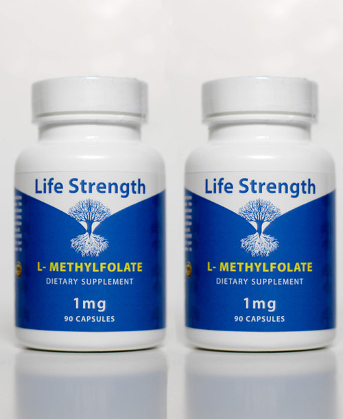 LifeStrength L-Methylfolate 1 MG, Optimized & Highly Bioactive Methyl Folate, 5-MTHF Supplement for Mood and Immune Support, Natural Diet Supplement for Energy, Non-GMO & Gluten-Free, 180 Capsules