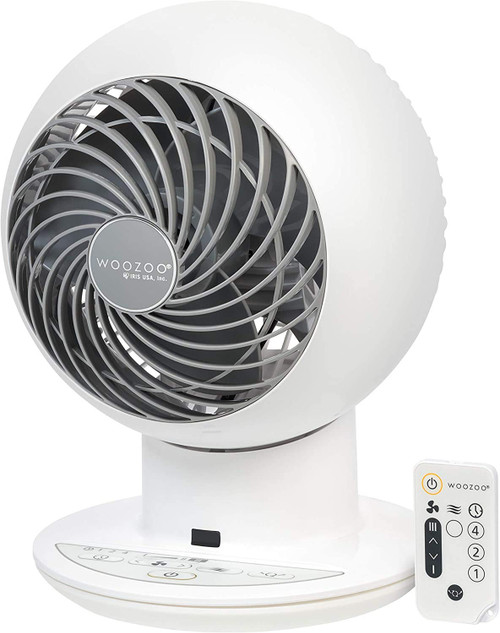 IRIS USA WOOZOO Air Circulator Fan with Remote, Oscillating, 5 Speeds, Quiet Motor, Small Fan for Bedroom, Office, Dorm, White