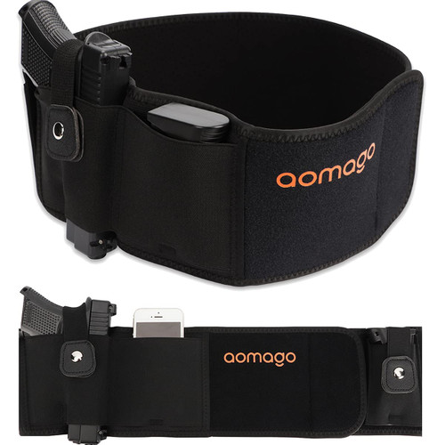 Belly Band Holster for Men Women - Gun Holster for Comfortable Carry Fits Glock, Smith Wesson, Taurus, Ruger, and More-Breathable Neoprene Waistband Holster for Most Pistols and Revolvers by Aomago