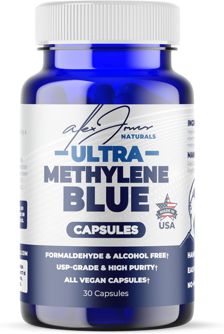 Ultra Methylene Blue Capsules - Pharmaceutical Grade Supplement - 10mg USP Grade - Vitamin C, for Brain Health, Focus, Energy Ultra Methylene Blue Capsules - Pharmaceutical Grade Supplement - 10mg USP Grade - Vitamin C, for Brain Health, Focus, Energy