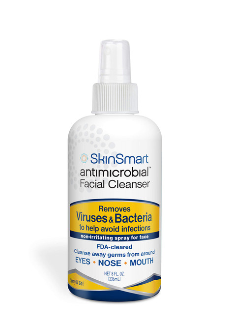 SkinSmart Antimicrobial Facial Cleanser Spray to Remove Viruses and Bacteria Around Eyes, Nose and Mouth, Fight Maskne, 8 oz Spray Non-Irritating Hypochlorous Acid