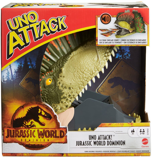 Mattel Games UNO Attack Jurassic World Domination Card Game for Kids & Family Night with Dinosaur Card Launcher, Lights & Sounds (Amazon Exclusive)
