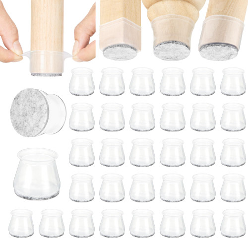 Aneaseit Chair Leg Floor Protectors - 32 pcs Clear - Felt Bottom Silicone Pads for Hardwood Floors & Furniture Feet - Rubber Caps for Chairs - Medium Aneaseit Chair Leg Floor Protectors - 32 pcs Clear - Felt Bottom Silicone Pads for Hardwood Floors & Furniture Feet - Rubber Caps for Chairs - Medium