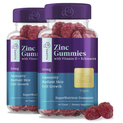 120 Gummies Zinc 50mg Supplements Chewable Gummies w Vitamin D3 Echinacea Vitamins for Adults Kids, Zinc Gummy Immune Support