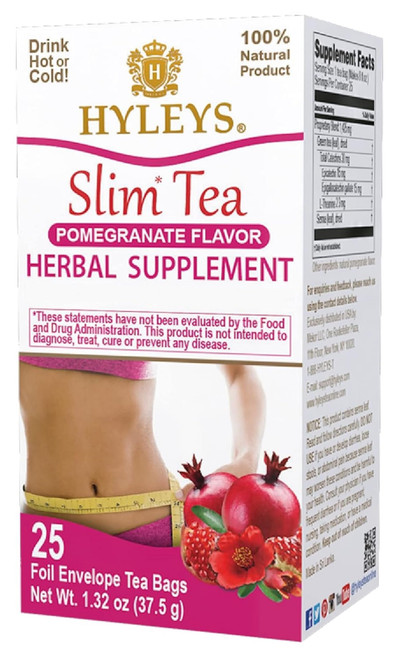 Hyleys Slim Tea Pomegranate Flavor - Weight Loss Herbal Supplement Cleanse and Detox - 25 Tea Bags (6 Pack)