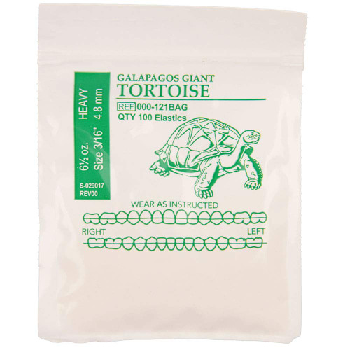 American Orthodontics Elastics Wildlife Tortoise | Heavy, 6.5 Oz, 3/16" Size, 50 Packs Per Box, 5,000 Total | Made in The USA | Exacting Dimensions, Precision Cutting, Top Quality Latex Tubing