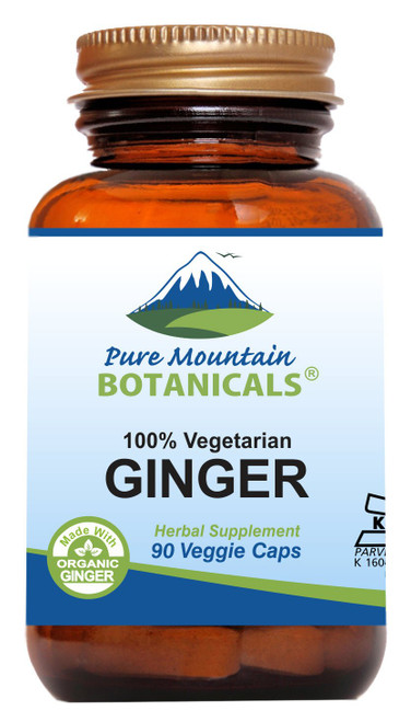 Pure Mountain Botanicals Ginger Capsules - Kosher Vegan with 1000mg Organic Ginger Root Supplement Pure Mountain Botanicals Ginger Capsules - Kosher Vegan with 1000mg Organic Ginger Root Supplement