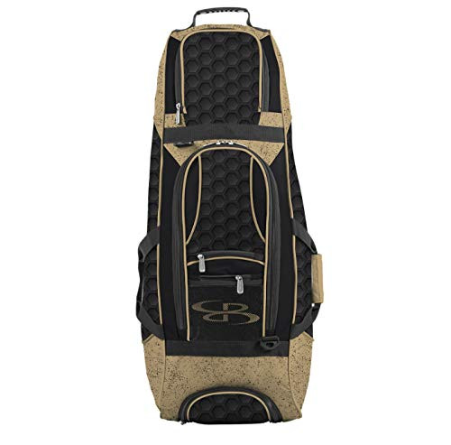 Boombah Spartan Rolling Bat Bag 2.0 3DHC - 38" x 12-1/2" x 12" - Black/Vegas Gold - Holds 4 Bats and Much More