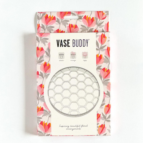Vase Buddy, Reusable Silicone Flower Arranging Grid, Stretches Over The Rim of Vase, Self-Grips to Glass, for Easy Flower Arranging. Fits vase Openings from 5" - 8".