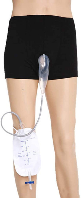 Male Urine System Holder Bag - 500ml Men's Urinal Pee Bag Incontinence Pants, Wearable Spill Proof Collector Urinary Drainage for Bedridden Elderly (L)