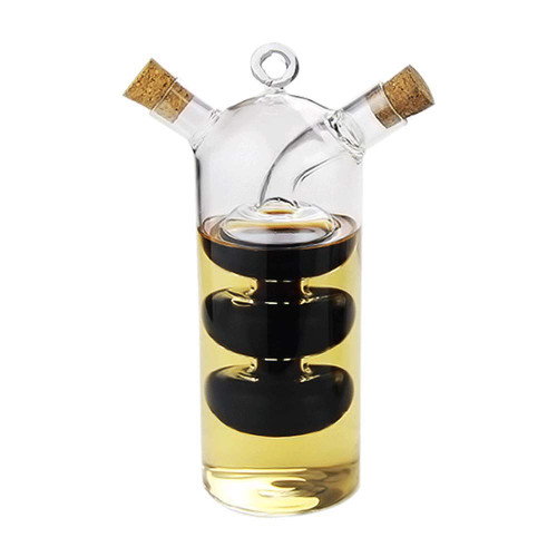 WINAKUI Olive Oil and Vinegar Dispenser Cruet Bottles, 2 in 1 Transparent Dual Glass for Kitchen Cooking Container-1764550557