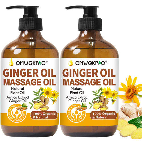 2 Pack Ginger Oil Lymphatic Drainage Massage,Belly Drainage Ginger Oil-Warming Tired Sore Muscle Ginger Massage Oils With Natural Arnica Extract,Grapeseed Oil,Vitamin E Massage Oil for Massage Therapy-1764551145