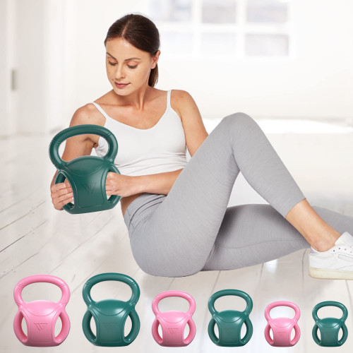 5 lb Kettlebell Weight with Three-handles for Weightlifting, Conditioning and Core Training for Women Men Home Gym [2022 Latest-Green]