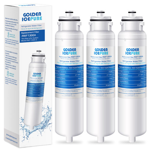 GOLDEN ICEPURE RWF1300A Water Filter Replacement for Daewoo DW2042FR-09, DW2042FB, Kenmore 469130, Aqua Crystal DW2042F-09, FRN-Y22D2V, FRN-Y22D2W,3PACK