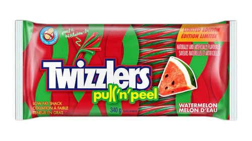 TWIZZLERS Pull 'N' Peel Watermelon Licorice Candy, Limited Edition, 340g/12 oz., {Imported from Canada}