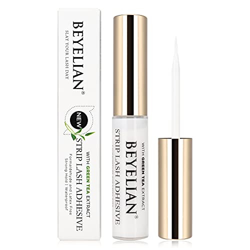 BEYELIAN Eyelash Glue, Clear False Eyelash Glue with Green Tea Extract, Latex Free, Sensitive Eyes, Waterproof, Strong Hold, 5g