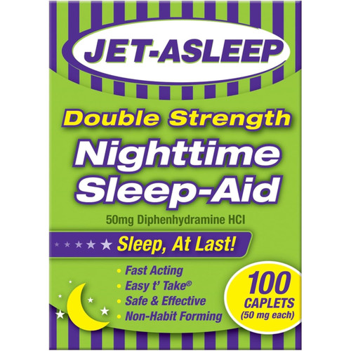 Bell Pharmaceuticals Jet Asleep Double Strength Nighttime Sleep Aid 100 Caplets (3)3