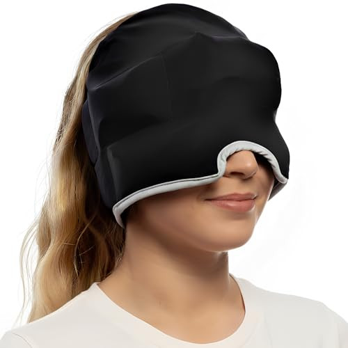 Magic Gel Migraine Ice Head Wrap | Real Migraine & Headache Relief | The Original Headache Cap | Cold, Comfortable, Dark & Cool; Endorsed by Physicians, Loved by Thousands - (Black)
