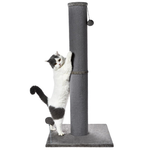 Cat Craft Bobcat Cat Scratching Post for Indoor Cats, Tall Cat Scratch Post, Carpet Cat Scratching Post with Replaceable Toys, Sturdy Base, Large, Gray