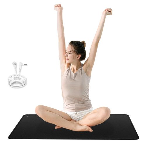 Grounding Mat for Feet,Conductive Carbon Grounding Pad for Health,Earth Connected Grounding Bed Mat with Grounding Cord(13 * 23.6inch)