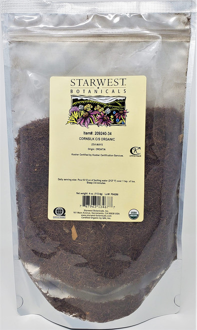 Starwest Botanicals Organic Cornsilk Cut & Sifted, 4 Ounces