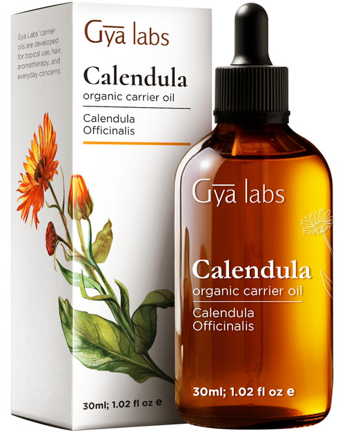 Gya Labs Calendula Carrier Oil - 1 Fl Oz - for Hair, Skin, Face, Scalp & Body Massage