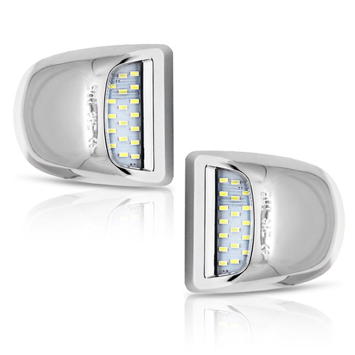 Bestview LED License Plate Light Tag Lights Assembly Compatible with Chevy Silverado Suburban Tahoe GMC Sierra 1500 2500 3500 HD Escalade EXT, White - Pack of 2