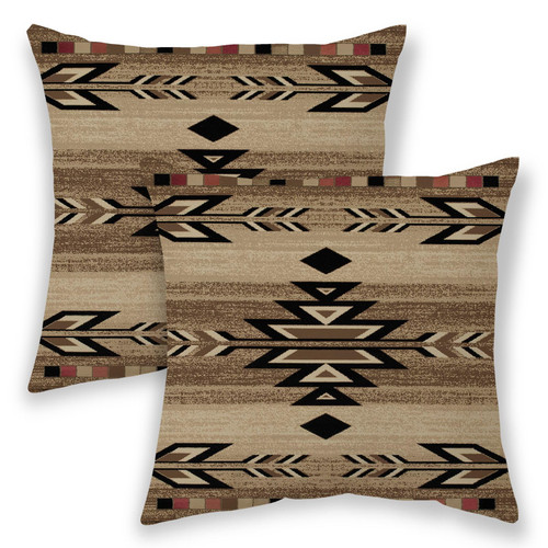 BETGINY Boho Throw Pillow Covers, Brown Black Aztec Western Throw Pillows for Couch, Southwestern Native Tribal Geometry Outdoor Pillow Covers 20x20 Inch 2 Pcs Square Cushion Cover for Couch Sofa