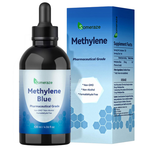 Someraze Methylene Blue Supplement, 4.06 fl oz (120 mL), 3% Concentrated Dietary Supplement Drops, No Formaldehyde & Alcohol
