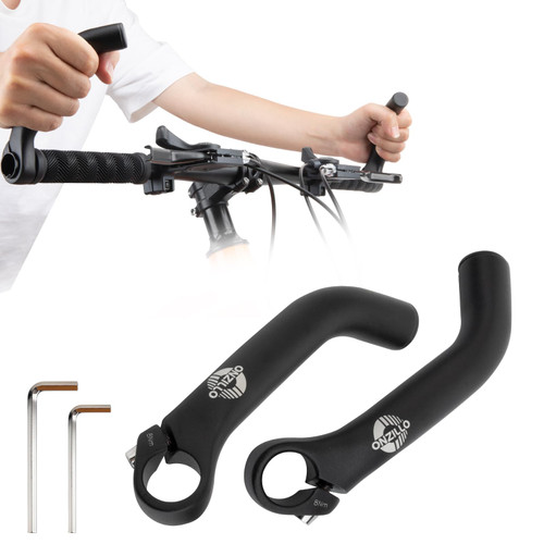 ONZILLO Upgraded Bike Bar Ends, Ergonomic Bicycle Handlebar Ends Extension,Aluminium MTB Road Mountain Bike Bar Extender for 21.2-22.3mm Standard Diameters Handlebars,Lightweight Cycling Horn (1 Pair)