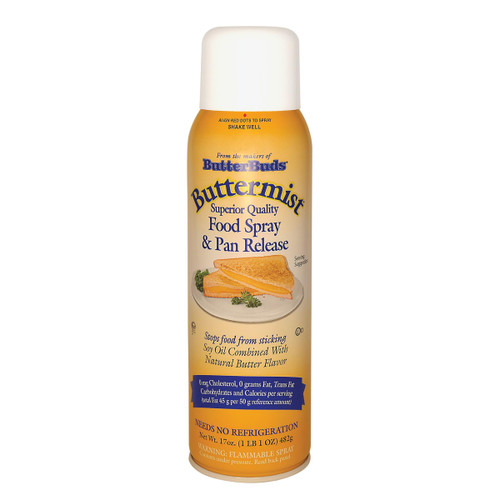 Butter Buds Buttermist – Food Spray & Pan Release High-Smoke Point Cooking Oil Spray Made with Natural Butter Flavor, 17 Oz