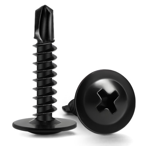 Sheet Metal Screws #8 x 3/4", 125pcs FIXLINK Phillips Modified Truss Head Self Tapping Screws for Metal, Self Drilling Screws, Black