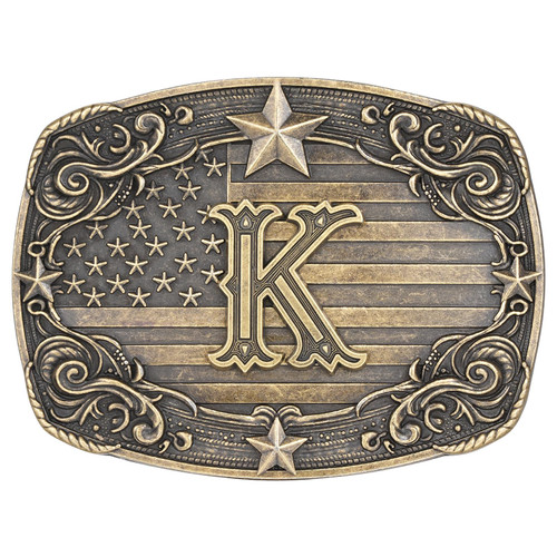 Absbolo Western Belt Buckle Men Initial Letter ABCDJRM to Z Rodeo Cowboy Belt Buckles for Women K