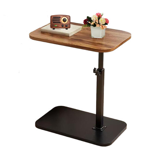 FAMILEER C End Table Adjustable Height,C Shaped Side Tables Living Room and Bedroom for Sofa, Chair,Bed,Coffee Small Spaces Side Table (Walnut Brown)