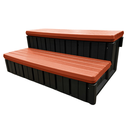 Heatwave Hot Tub Steps with Storage for Spa Accessories - Red Brick