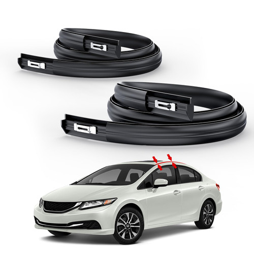 ItranMc Roof Drip Moulding Kit for 2012-2015 Honda Civic 4-Door Sedan, Black Rubber Weatherstrip Trim for Left & Right Side,Replace#74316TR0A01 74306TR0A01