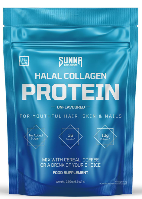 SUNNA SUPPLEMENTS - Halal Bovine Collagen Protein Powder for Hair Skin Nails and Joints - Type (I, III) Hydrolysed Premium Bovine Collagen Peptides for Women and Men | Gluten Free | Unflavoured