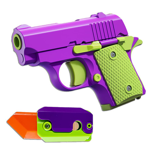 Dreamplay Fidget Toy Gun Set, 2Pcs 3D Plastic Mini 1911 Fidget Gun Knife Toy Adults Slider, Gravity Gun Toy Nice Gifts for Kids Adults Suitable for Relieving ADHD, Anxiety (Purple)