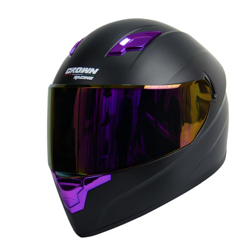 Crown Racing Full Face Motorcycle Helmets Motorbike Street Bike Helmet for Men and Womens DOT Approved Purple Motorcycle Helmet
