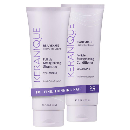 Keranique Shampoo and Conditioner - Volumizing Shampoo and Conditioner Set for Fine, Thinning Hair and Fuller Hair Growth - Keratin Enriched, Volume Thickening, Sulfate-Free, Color-Safe, Anti-Aging